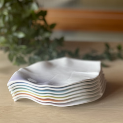 若葉型プレート・小　虹色　和モダン 16枚目の画像