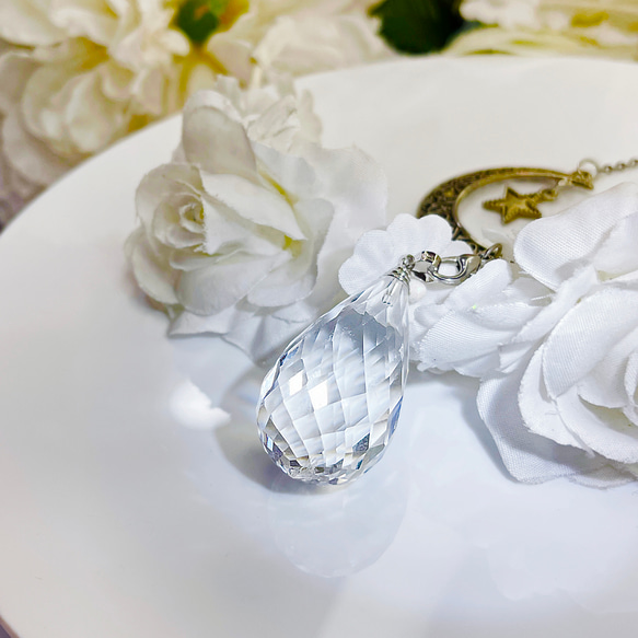 OLINA DESIGNピュア ナチュラル トップ クリア ホワイト クリスタル ブリリアント ダイヤモンド カット 振り子 8枚目の画像