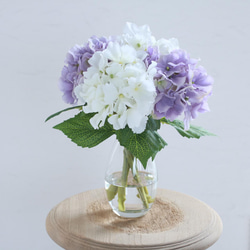 ホワイト×パープル●紫陽花の花瓶挿し（水換え不要•枯れない） 4枚目の画像