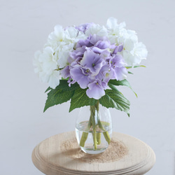 ホワイト×パープル●紫陽花の花瓶挿し（水換え不要•枯れない） 3枚目の画像
