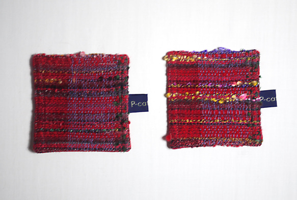 【カラフル】手織り 毎日を彩るコースターセット カラバリあり 12枚目の画像