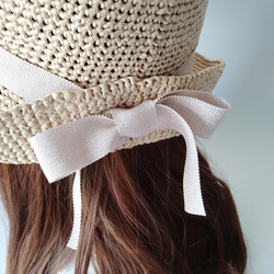 【訂做】可更換絲帶草帽（櫻花色、淺粉色、金色） 第6張的照片