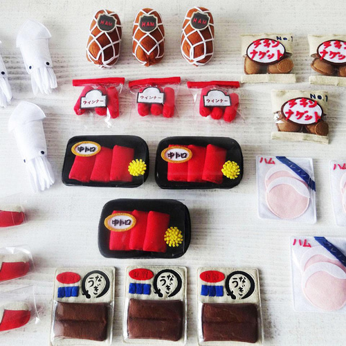 完成品】フェルト ままごと スーパーマーケット お肉・お魚② 8種 
