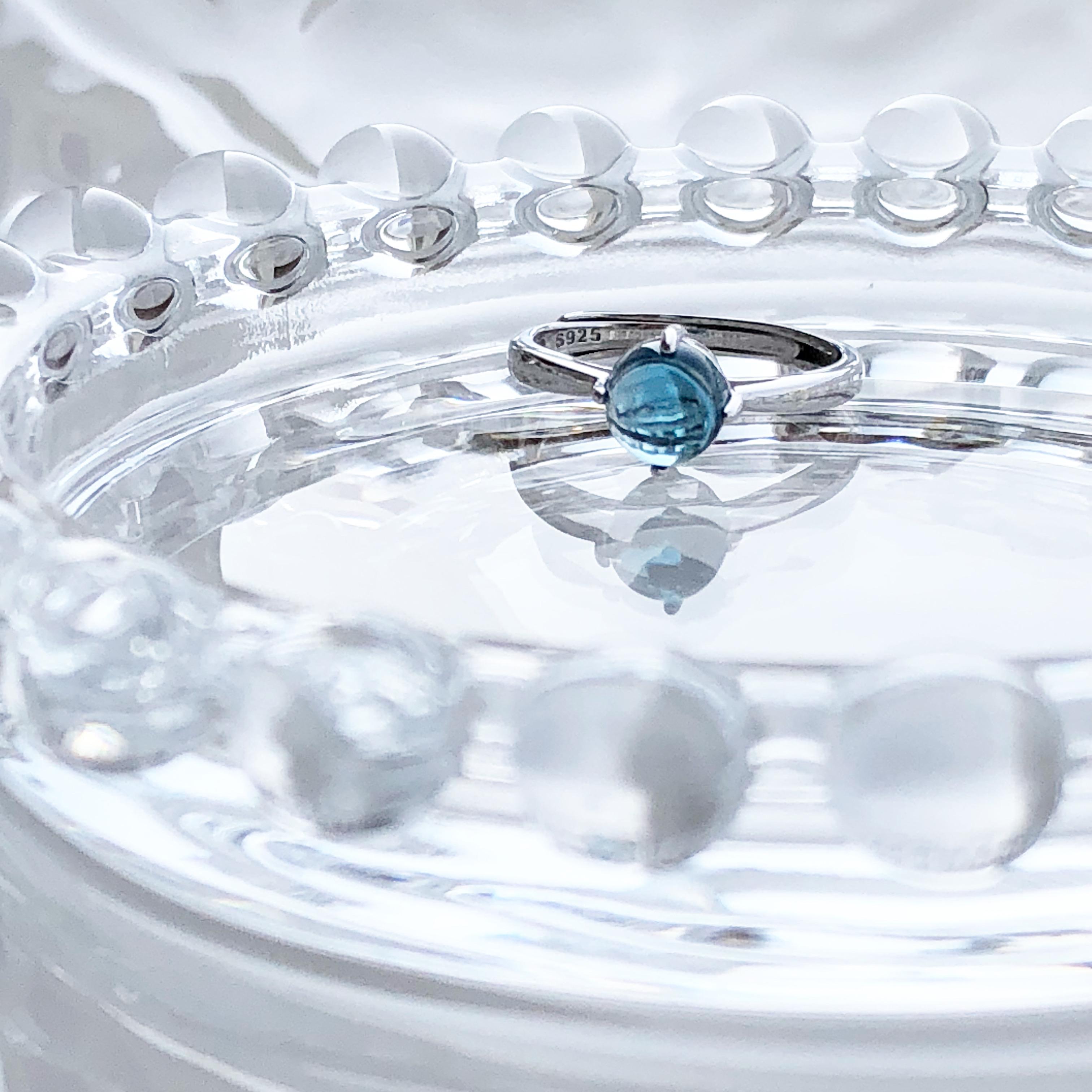 silver925 ロンドンブルートパーズ˚✧₊⁎カボションリング【天然石Lサイズ】