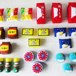 完成品】フェルト ままごと スーパーマーケット 乳製品① 8種セット