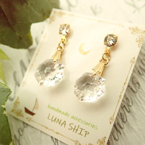 クリスタルのオクタゴンピアス ピアス（フック・チェーン） LUNA SHIP  