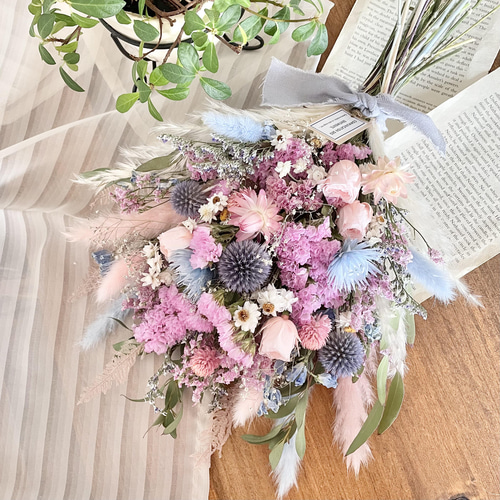 春満開ドライフラワースワッグ⚘*⋆華やかな春の花々✿*:coral