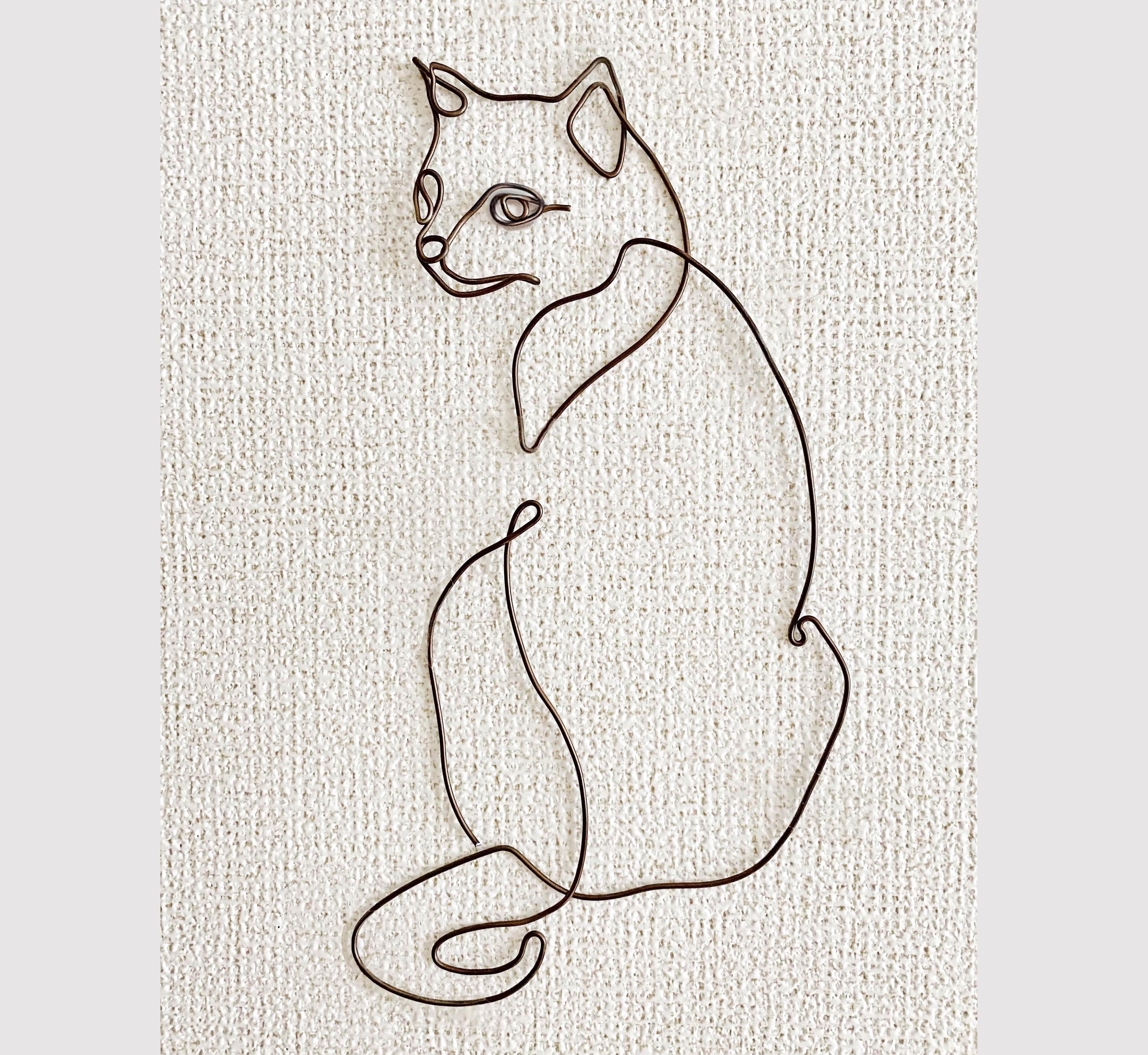 猫のワイヤーアート ウォールステッカー・ウォールデコ