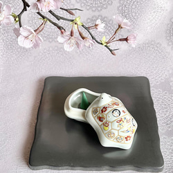 美品 京焼 清水焼 松斎 手描き 金彩 花　小皿 取皿 銘々皿 図変り　５枚 染付鳥獣戯画銘々皿（小皿） o柄 - 京焼清水焼 松韻堂
