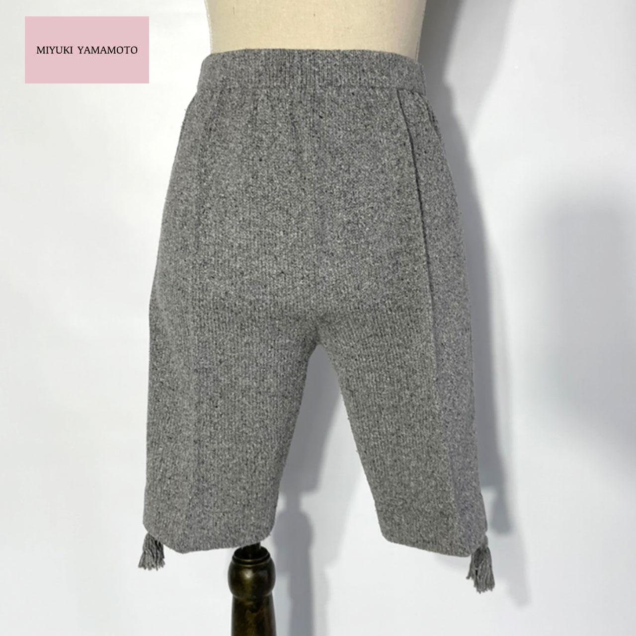 春✿シルクデニム ニット グレー ハーフパンツ　317 SILK DENIM FRINGE HALF PT GRAY