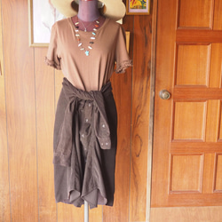 棕色燈芯絨 Remake 襯衫連衣裙 第3張的照片