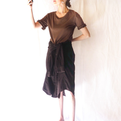 棕色燈芯絨 Remake 襯衫連衣裙 第2張的照片
