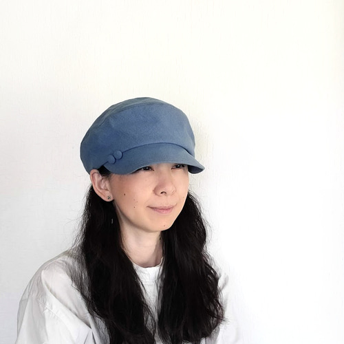 受注制作】ころん キャスケット 綿麻キャンバス マカロン ブルーグレー  