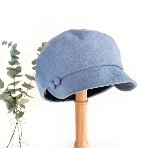 受注制作】ころん キャスケット 綿麻キャンバス マカロン ブルーグレー  