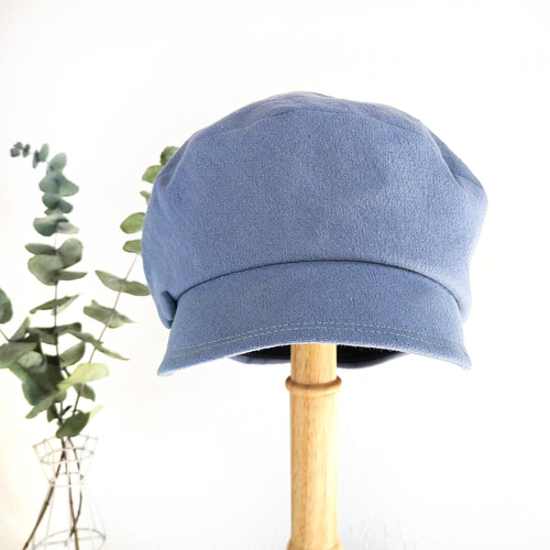 受注制作】ころん キャスケット 綿麻キャンバス マカロン ブルーグレー  