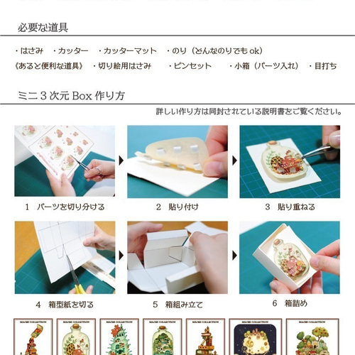 手作りキット＊ミニ3次元ボックス「瓶入り桜町」正方形タイプ