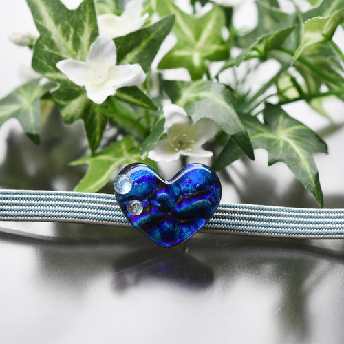 キラキラハートの帯留め 深い海のイメージ 帯留め もえくる 通販