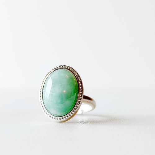 新品 16kgp 天然石翡翠ヒスイひすいシンプルフォークリング 指輪 新品