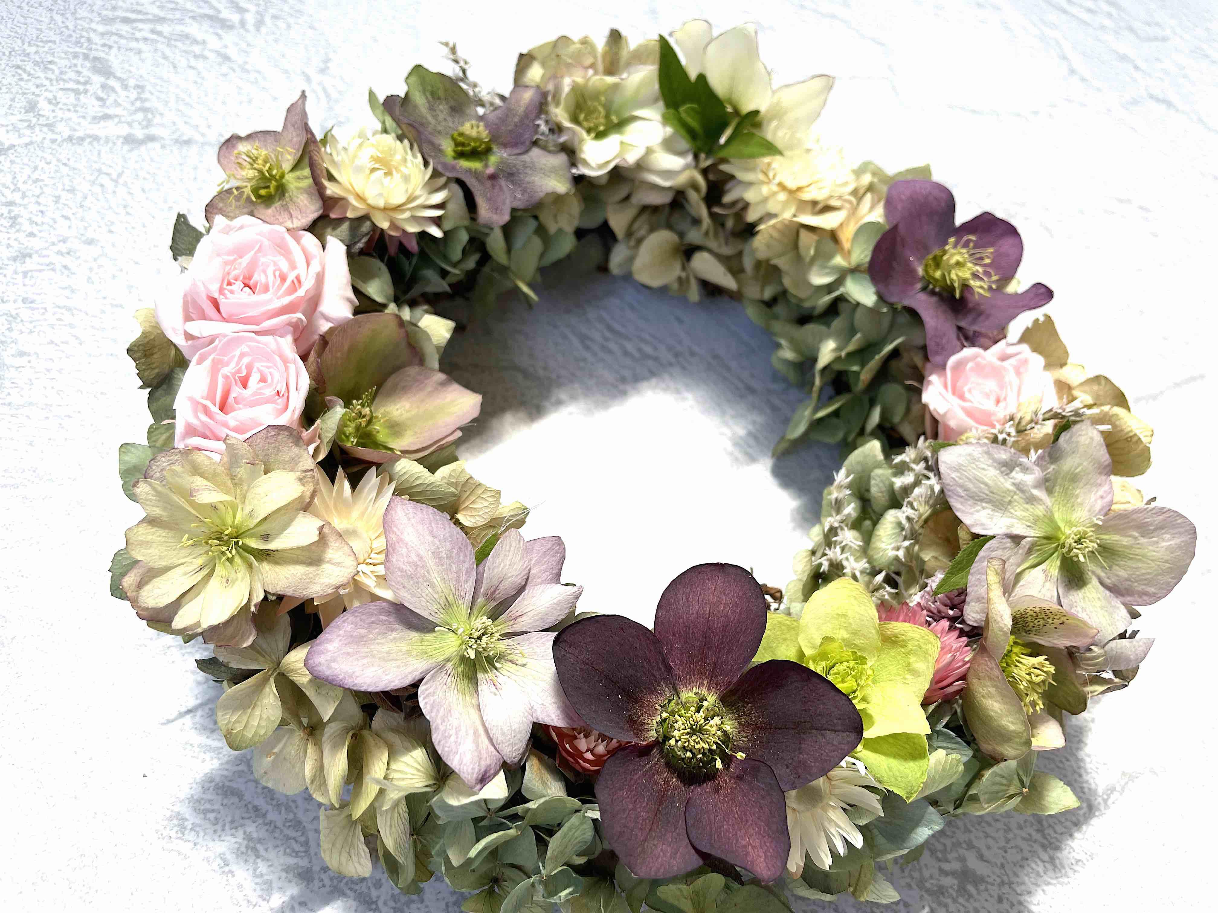 母の日クリスマスローズのリース Lサイズ ドライフラワー Flower