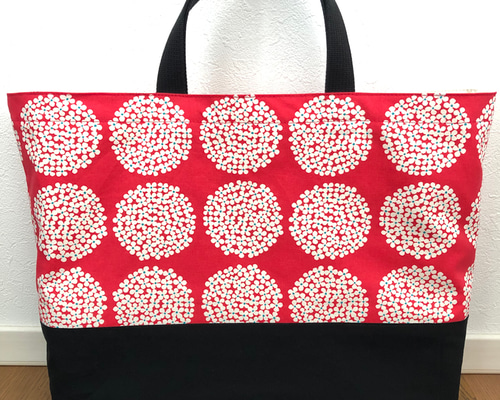 ハンドメイド♡レッスンバッグ 45×35 大きめ レッスンバッグ ハンドメイド サークルフラワー 女の子