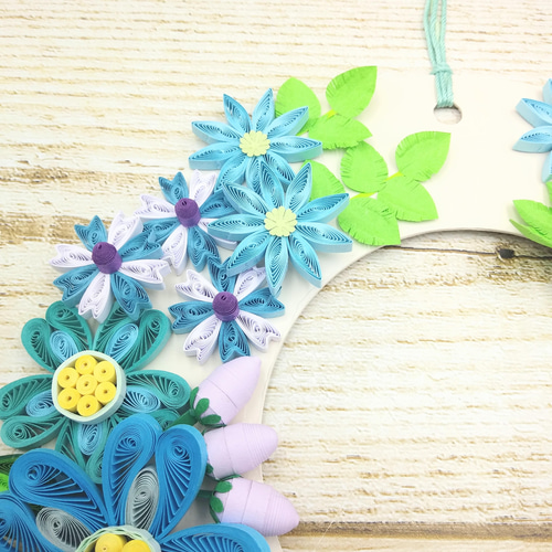 お花いっぱいクイリングの軽やかリース《ブルー系》 リース そいくるく