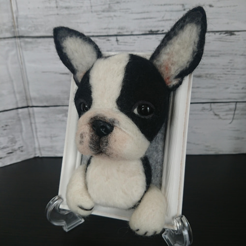作家様 ボストンテリア 犬 バッグチャーム ぬいぐるみ テディベア 一点もの 作家様 ボストンテリア 犬 バッグチャーム ぬいぐるみ