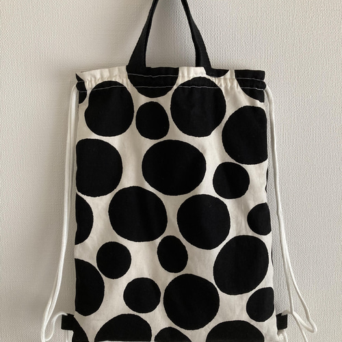 40×30 大きな オシャレな不規則ドット柄のナップサック☆お着替え入れ