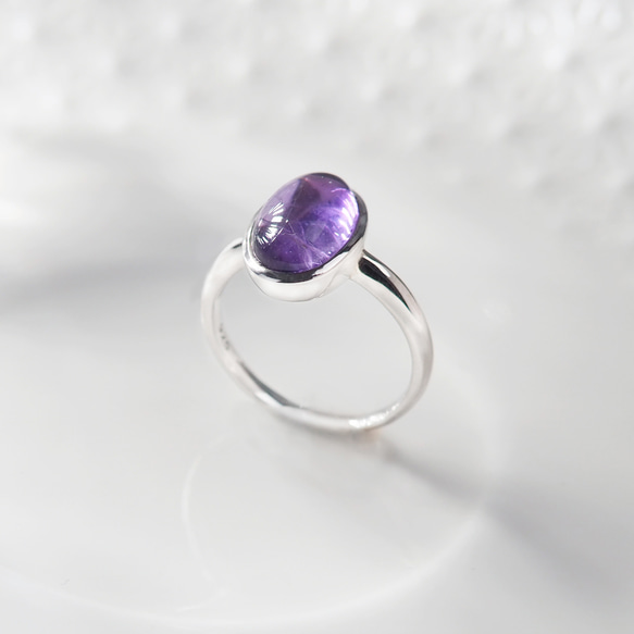 玄紫星河 | 紫水晶 橢圓 簡約 純銀戒指 天然水晶戒指 第2張的照片