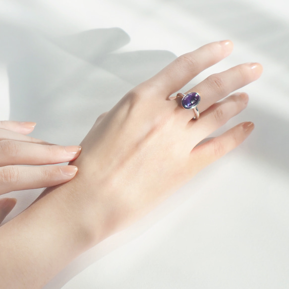 玄紫星河 | 紫水晶 橢圓 簡約 純銀戒指 天然水晶戒指 第5張的照片
