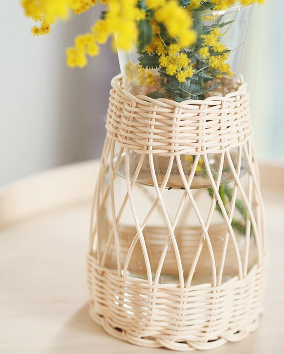 ★受注制作★ ラタンのフラワーベース(L) 3枚目の画像