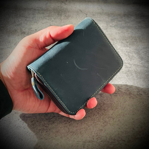 イタリアンレザー「オイルドヌバック」牛ヌメ革 本革 コンパクト ミニ財布 イタリアンレザー ミニ財布 メンズ財布 ヌバックレザー 革財布