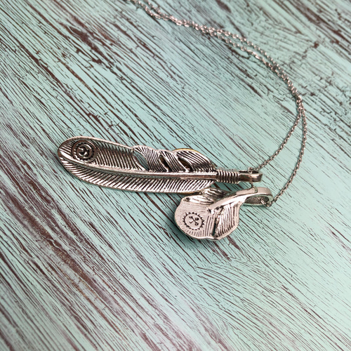 kw Creema限定 フェザーダブル ターコイズ ネックレス メンズ 送料無料