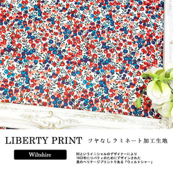 リバティ【ラミネート】ウィルトシャー　赤青（30cm×50cm）カット済　ビニコ　布　生地　LIBERTY 2枚目の画像