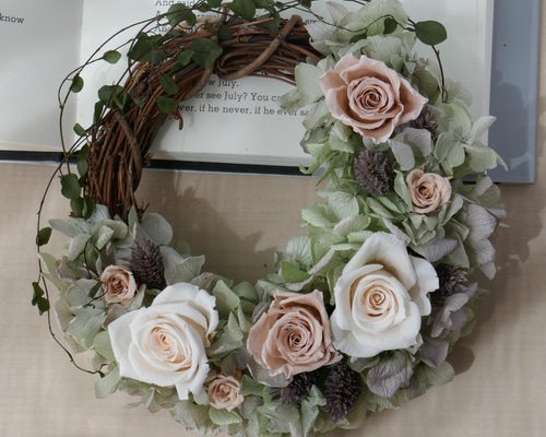 【ハンドメイド】リース　バラ　両面　トールペイント ハンドメイド】リースバラ両面トールペイント