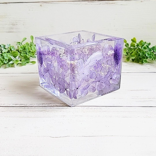 ハーバリウム小物入れ・ラベンダーカラー・フラワーギフト ハー  