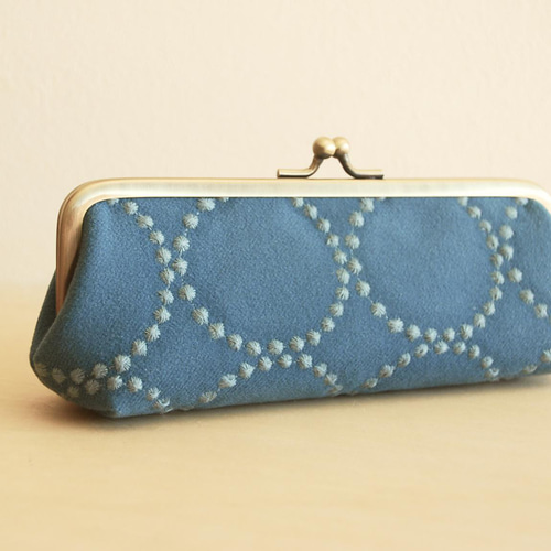 ミナペルホネン【タンバリン dop】blue ☆ がま口 ペンケース