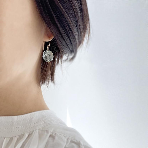 maumaumau♦︎14kgfフローライトフラワーカービングピアス フローライト✧︎ フラワーカービングピアス maumaumau♦︎14kgf