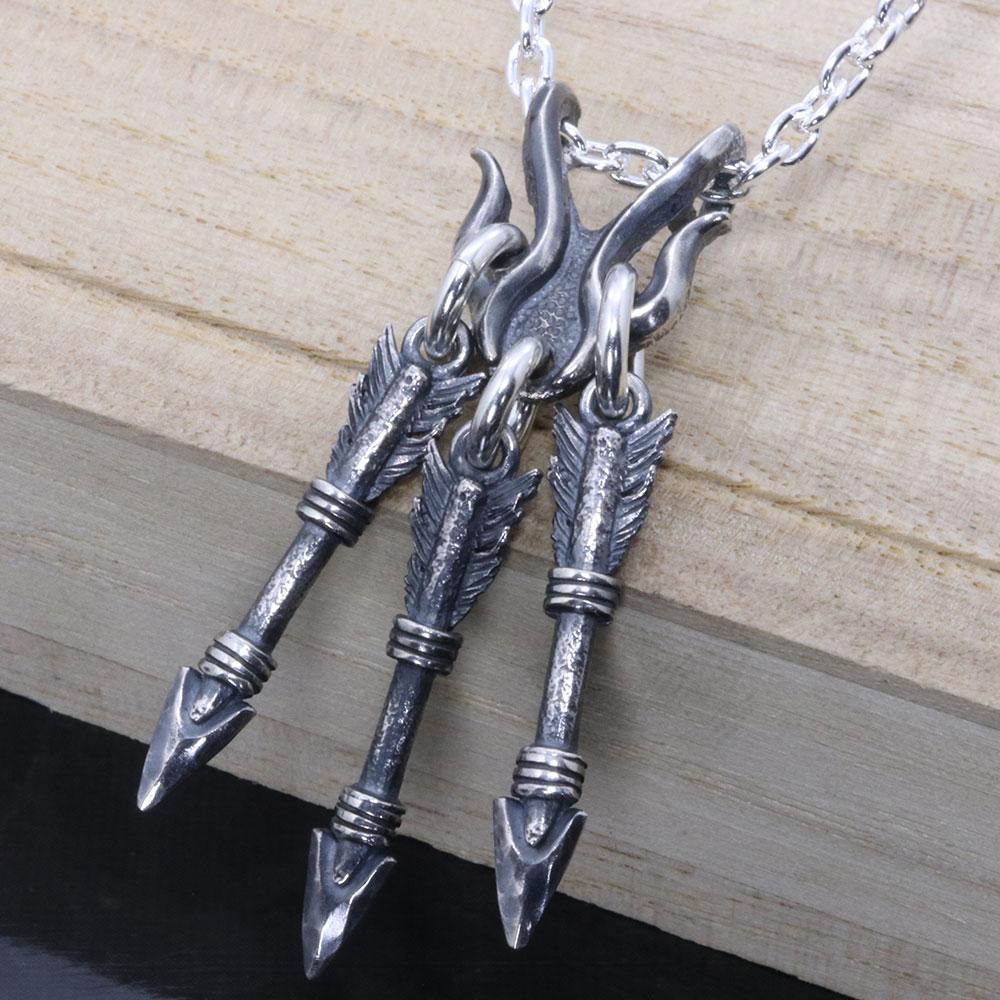 ネックレス メンズ : 火龍 三本矢 ペンダント 矢 弓 矢尻 アロー シンプル ブランド 和柄 生弓矢