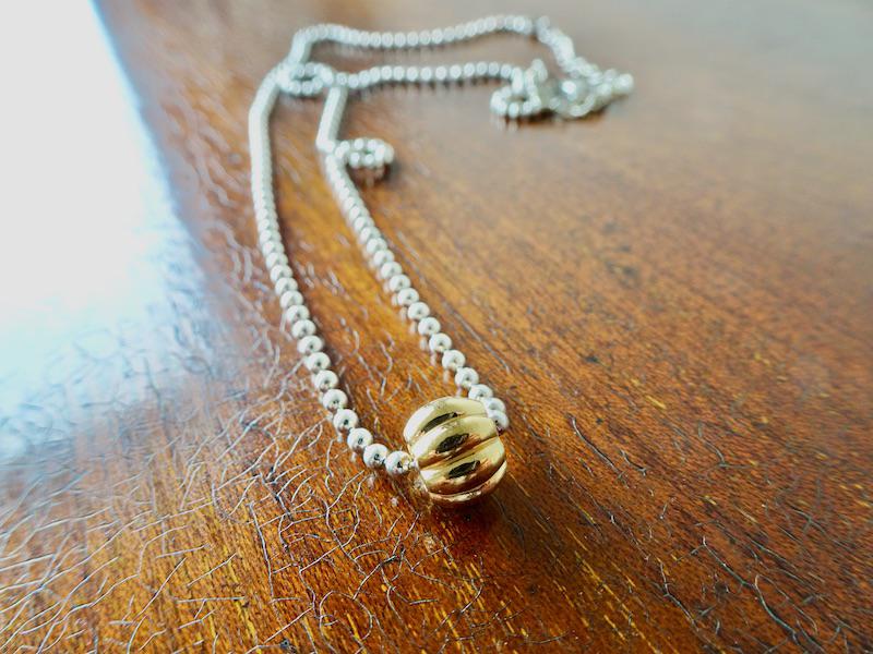 仁尾彫金『ゴールドみかん玉ネックレス１ピース』ハンドメイド227