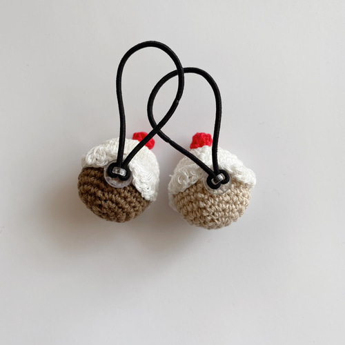 2個セット カップケーキヘアゴム】かぎ編み かぎ針編み キッズ 編み