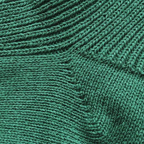 天然素材で快適 厚手リブ編みソックス 　サステナブルなリサイクルコットン靴下（グリーン） 5枚目の画像