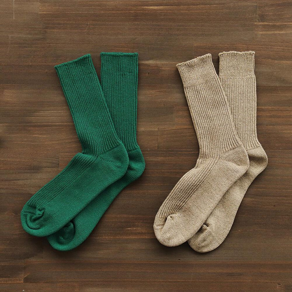 再生棉襪細羅紋天然材質襪 23-25 公分（綠色）。 第7張的照片