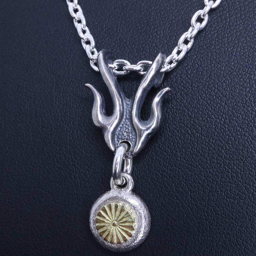 ネックレス メンズ : 火龍 岩石玉 ペンダント 菊紋 K18 ブランド 和柄