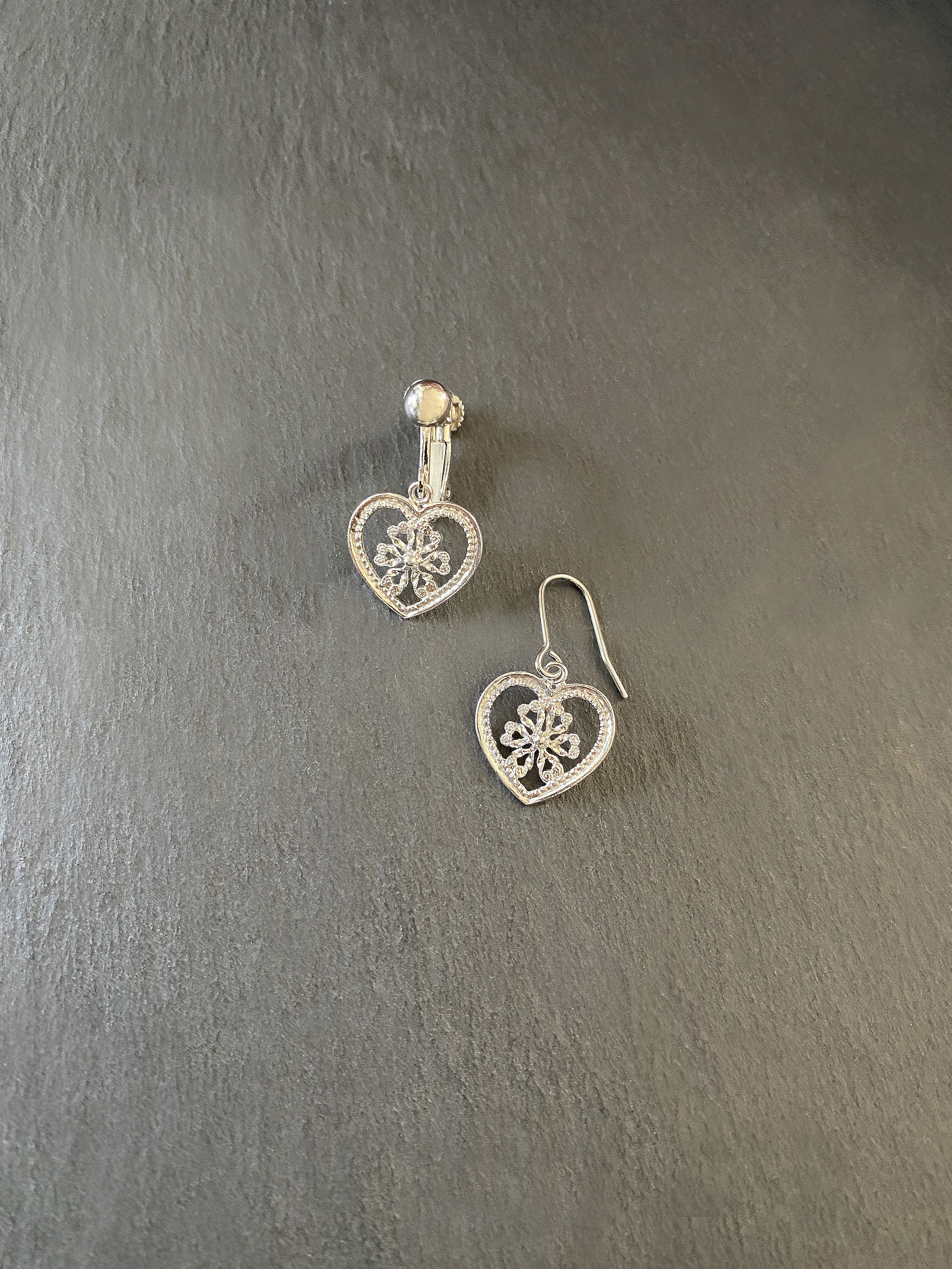 【銀線細工】Heart(S)ピアスorイヤリング/SV925