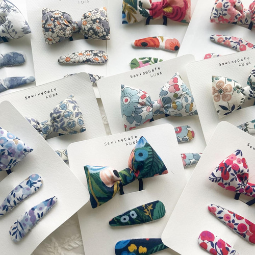 リバティヘアゴム　ヘアピン 2個セット】ヘアゴム キッズ ベビー リボン リバティ ヘア