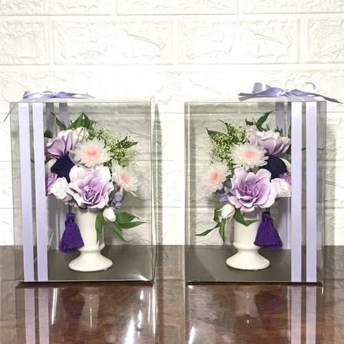 仏花1対(2基) プリザーブドフラワー 大輪クチナシのクレッセント