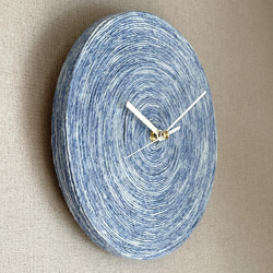 ぐるぐる毛糸掛け時計 ブルー 丸 手作り時計 3枚目の画像