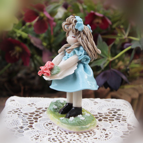 陶器作品】✨teteシリーズ✨エプロンちゃん(水色) その他置物 Atelier