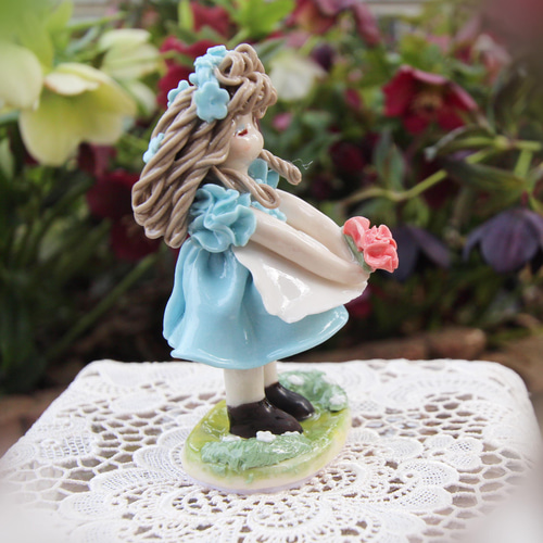 エプロン&陶器 陶器作品】✨teteシリーズ✨エプロンちゃん(水色