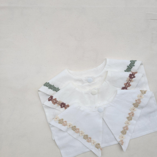 選べるオリジナルセーラーつけ衿》 花 レース くすみカラー スタイ変更